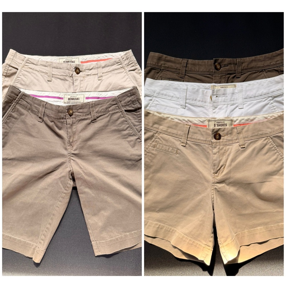 Old Navy Perfect Khakis Shorts Bundle 5pc Bermuda Size 2 Preppy Y2K Neutral Golf